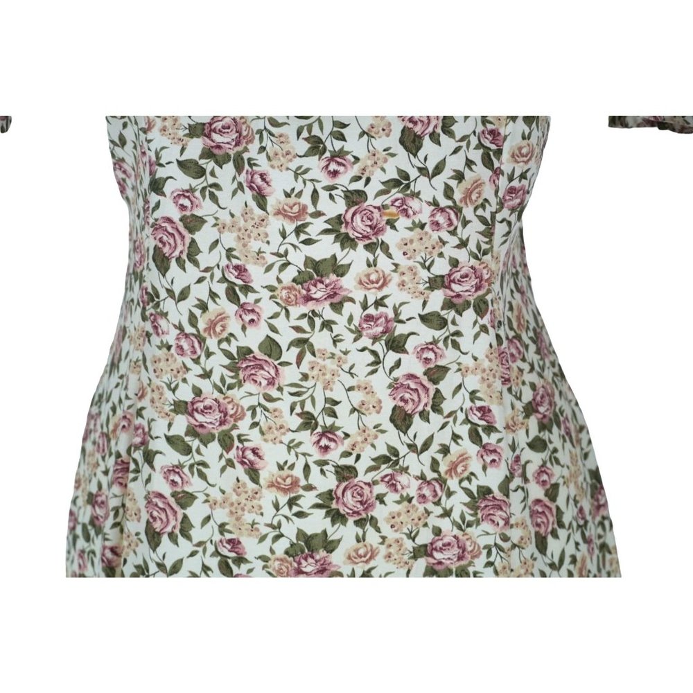 Vintage Paquette Too! Floral Dress with Rosette and Lace Collar Garden Cottage T - Picture 4 of 14